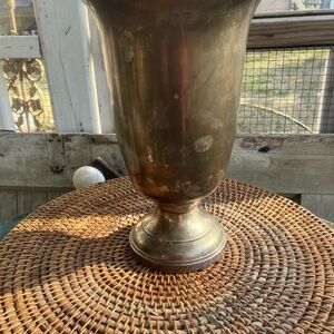 Metal Pedestal Vase - Antique-Style Home Accent